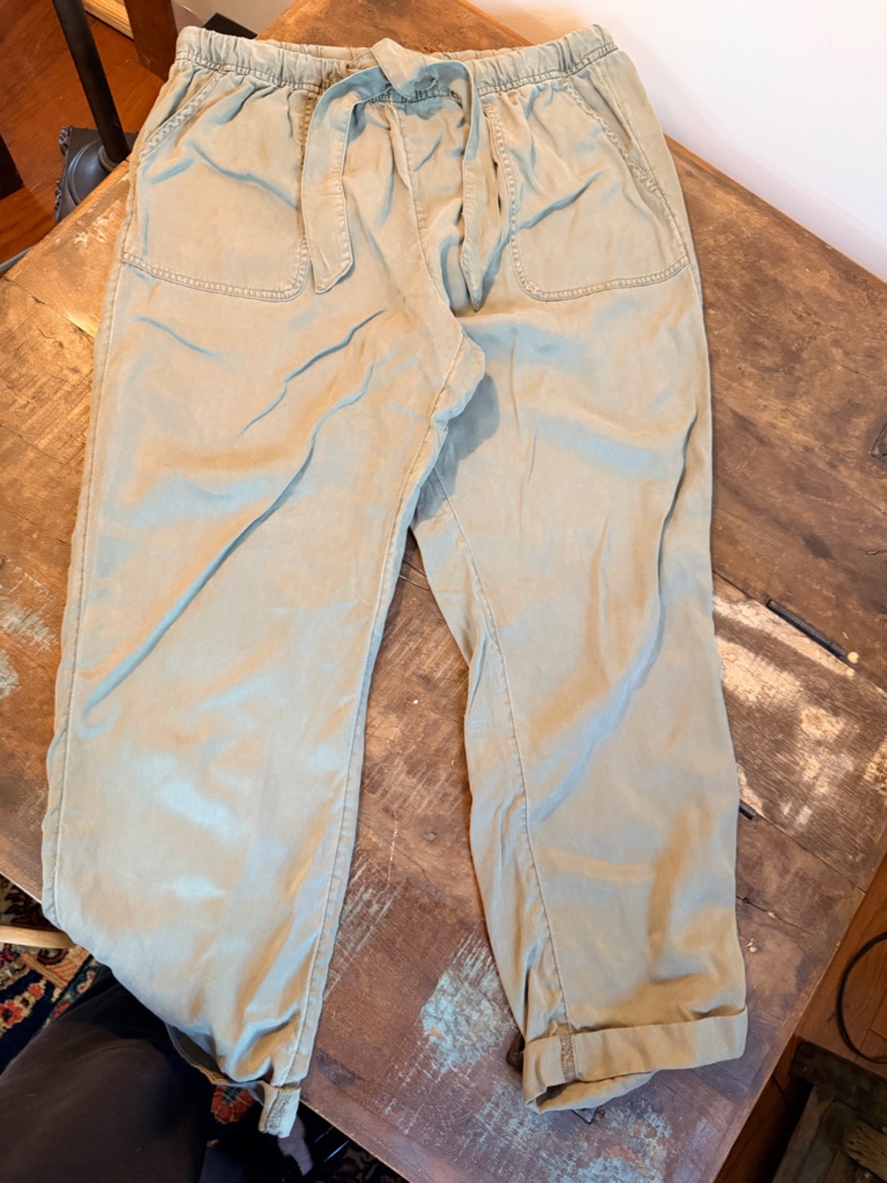 Cynthia Rowley Sage Green Cropped Drawstring Pants